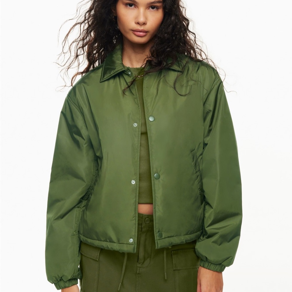 Aritzia Short Coaches Olive Bomber Jacket